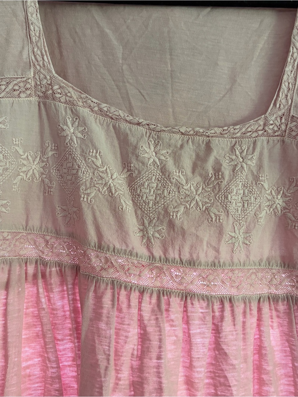Embroidered Pink and Cream Women's Blouse